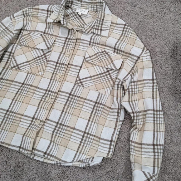 Bohme flannel Shacket Brown and Cream size Small - Picture 2 of 9